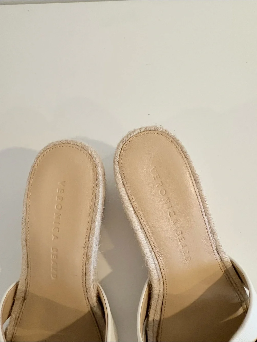 Veronica Beard || Ivy Woven Wedge Espadrille Sandals White Tan 5